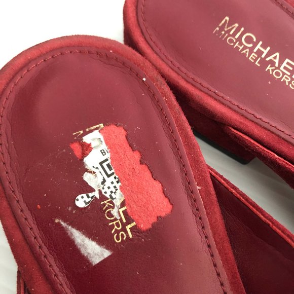 Women Michael Kors suede burgundy flat mules , sz 7,5 in a great used condition - Picture 7 of 7